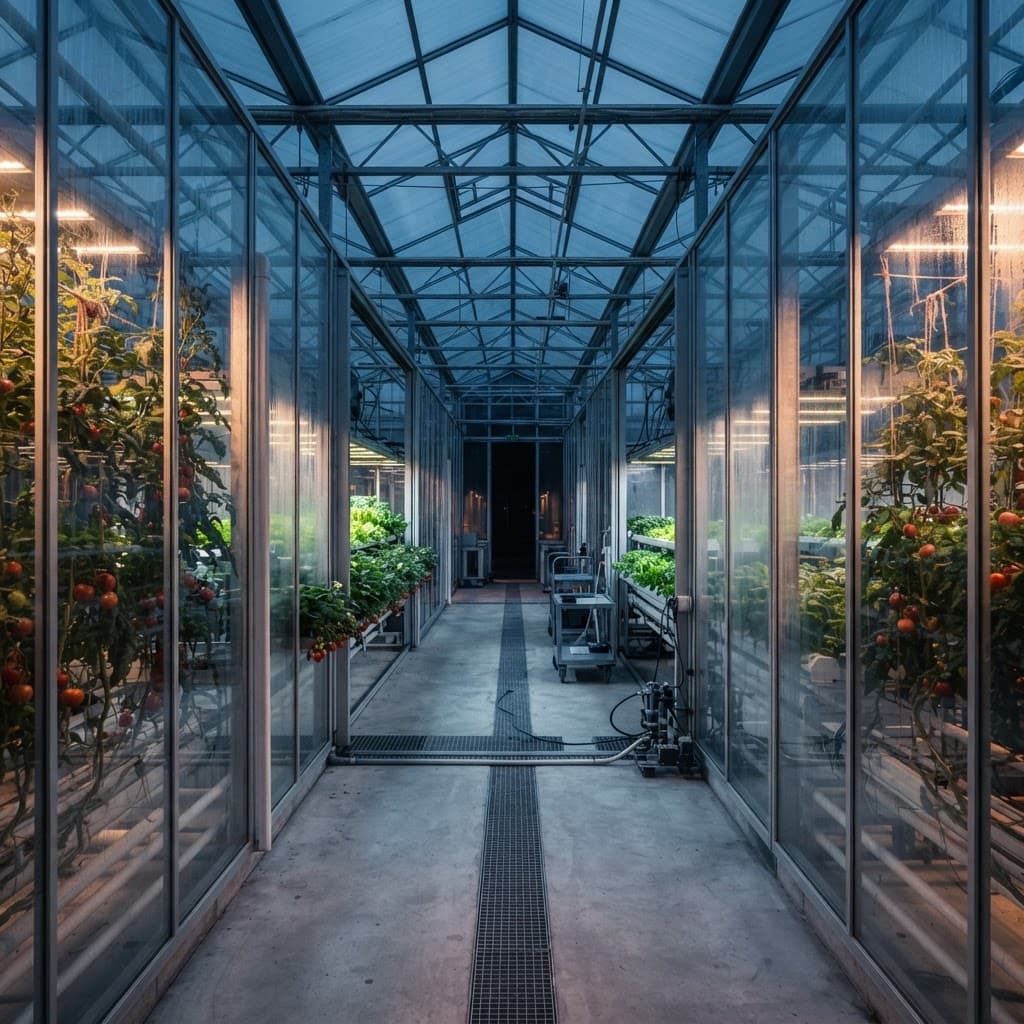 Greenhouse crop selection across tomatoes, strawberries, leafy greens and nursery production